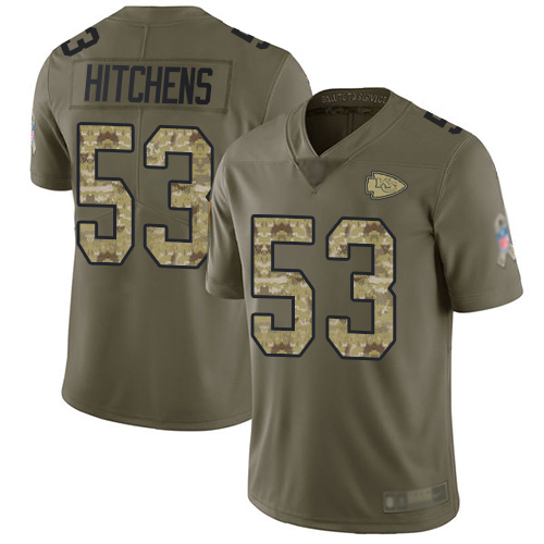 Men Kansas City Chiefs #53 Hitchens Anthony Limited Olive Camo 2017 Salute to Service Nike NFL Jersey->nfl t-shirts->Sports Accessory